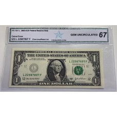 UNITED STATES OF AMERICA 2003 . ONE 1 DOLLAR BANKNOTE . ERROR . INSUFFICIENT INK